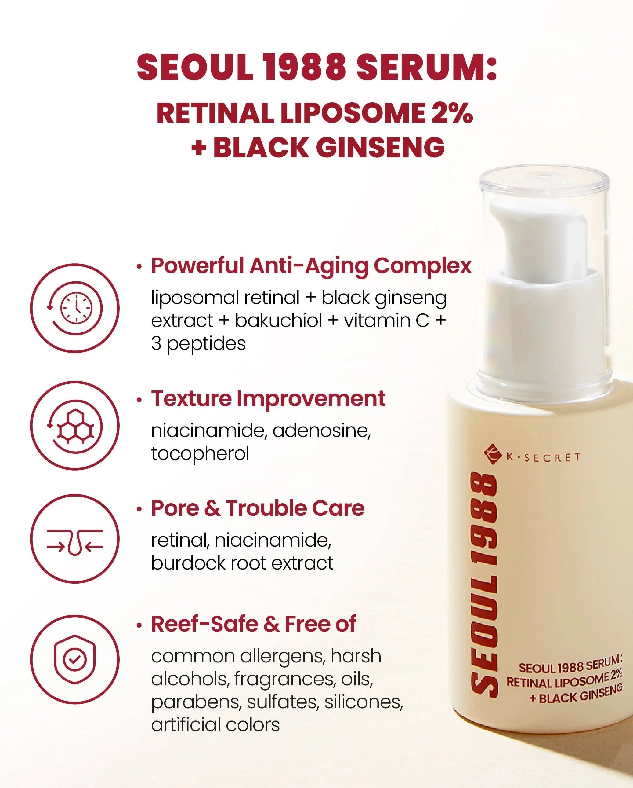 KSECRET - SEOUL 1988 Serum : Retinal Liposome 2% + Black Ginseng